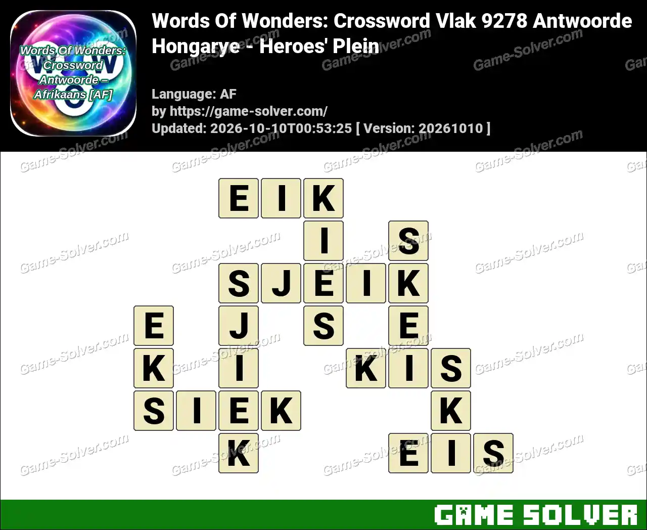 Words Of Wonders: Crossword Vlak 9278 Antwoorde – Hongarye – Heroes’ Plein